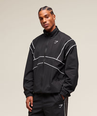 Retro Crinkle Track Jacket Black