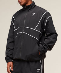Retro Crinkle Track Jacket Black