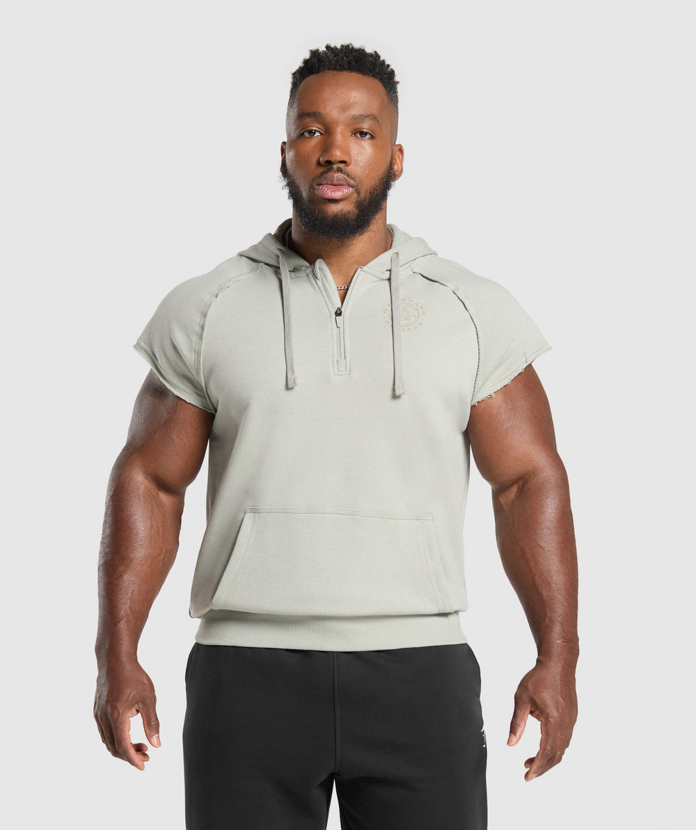 Legacy 1/4 Zip Cap Sleeve Hoodie Stone Grey