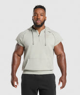 Legacy 1/4 Zip Cap Sleeve Hoodie Stone Grey