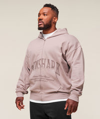 Collegiate Script Zip Up Hoodie Muted Pink