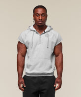 Legacy 1/4 Zip Cap Sleeve Hoodie Light Grey Core Marl
