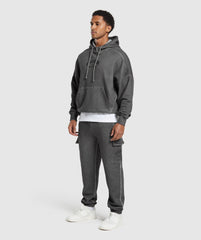 Heavyweight Washed Cargo Joggers Black