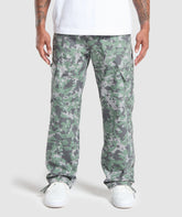 Camo Print Woven Cargo Pants Unit Green