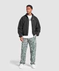 Camo Print Woven Cargo Pants Unit Green