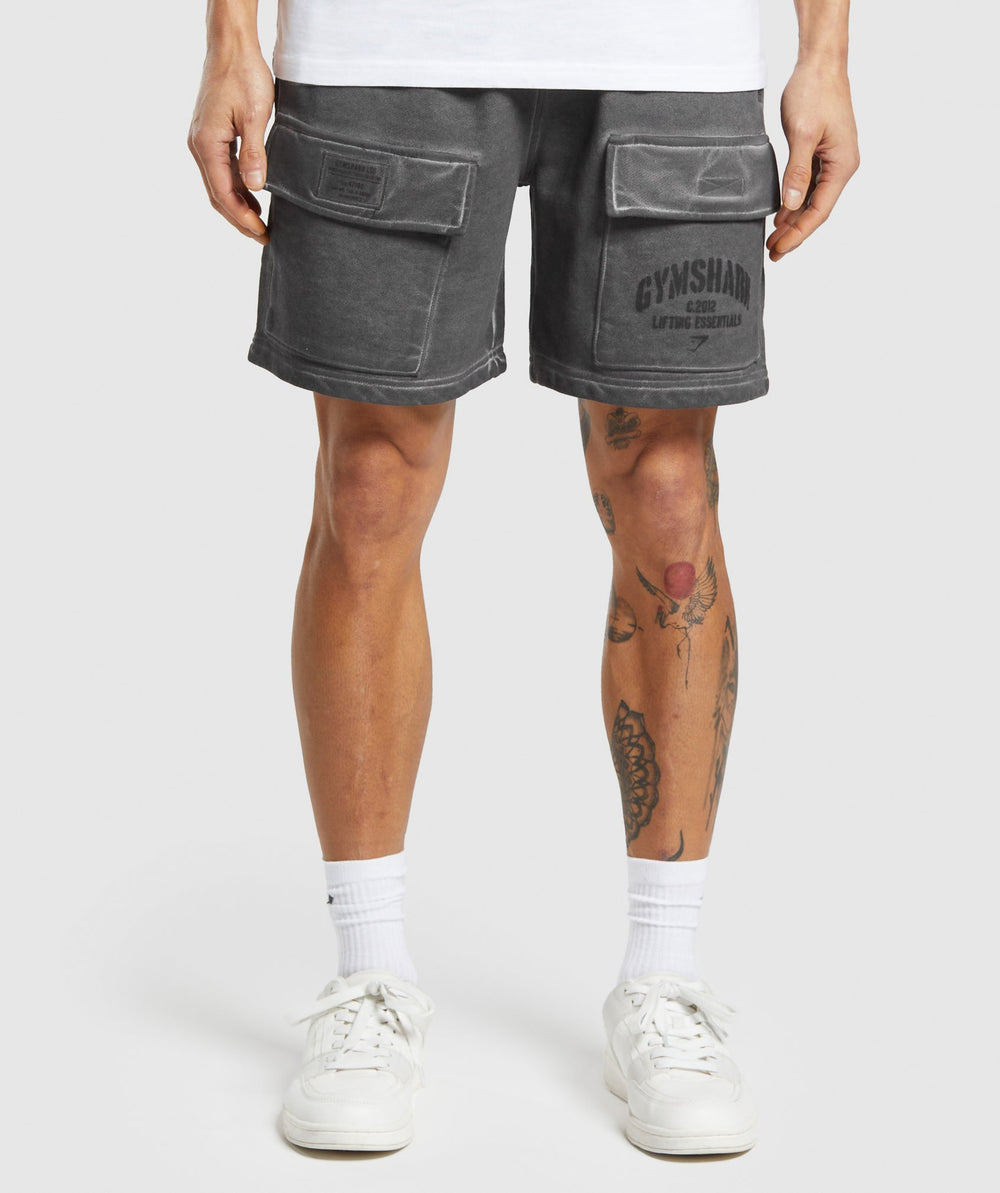 Heavyweight Washed Cargo Shorts Black