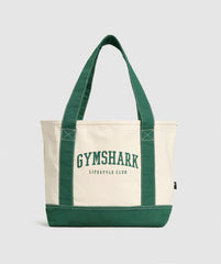 Collegiate Oversized Tote Oat White/Classic Green