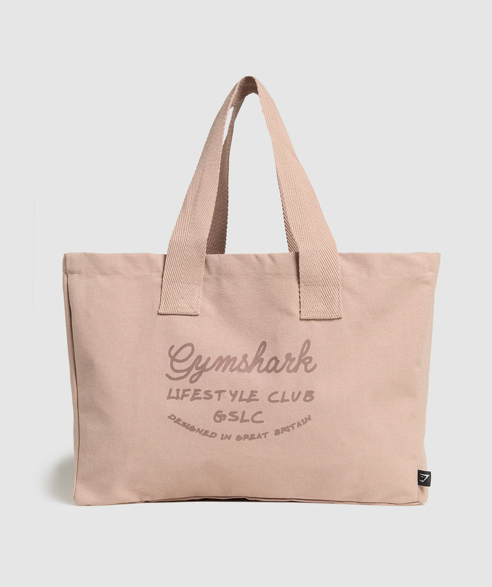 Script Oversized Tote Muted Pink
