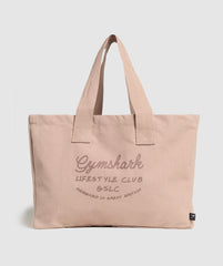 Script Oversized Tote Muted Pink
