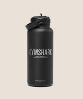 Metal Insulated Straw Bottle 1L Black