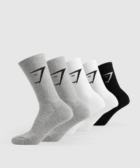 Crew Socks 5pk White/Black/Light Grey Marl