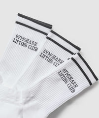 Lifting Club Graphic Crew 3pk White/Black