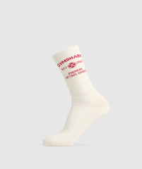 Weight Plate Crew Socks Single Oat White