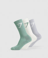Crew Socks 3pk Celeste Blue/Metal Purple/Soft White