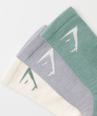 Crew Socks 3pk Celeste Blue/Metal Purple/Soft White