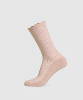 Frill Crew Single Sock Rest Pink/Oat White