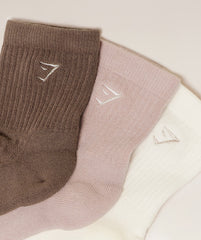 Lattes and Lunges Multi Graphic Midi 3pk Soft White/Muted Pink/Soft Brown