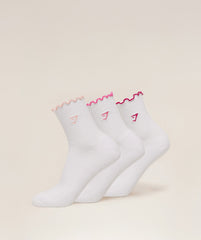 Midi Frill Socks 3pk Cloud Pink/Energy Pink/Build Pink