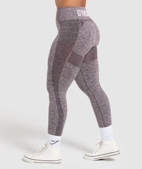 Flex High Waisted Leggings Plum Brown/White Marl