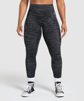 Power Leggings Asphalt Grey Print