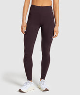 Block Cotton Leggings Plum Brown
