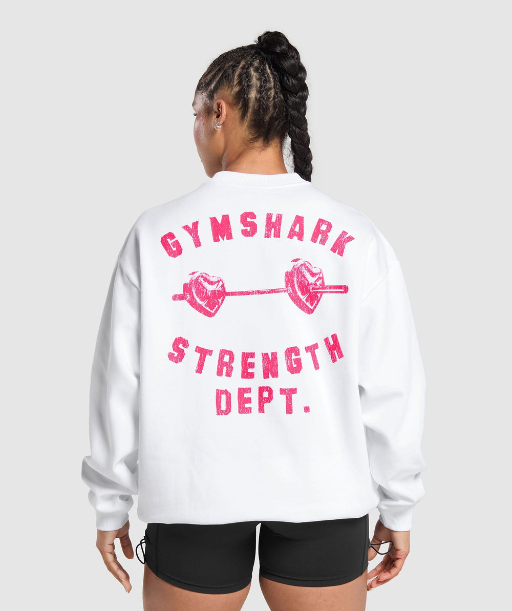 Barbell Hearts Oversized Sweatshirt White