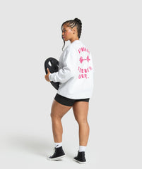 Barbell Hearts Oversized Sweatshirt White