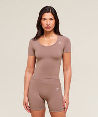 Everyday Seamless Tight Fit Crew Neck Tee Chestnut Pink