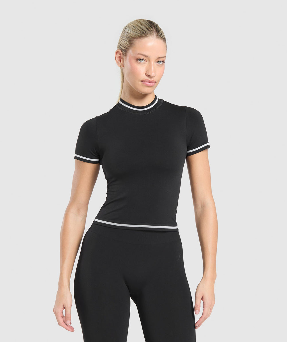 Contrast Seamless Midi Tee Black