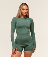 Vital Long Sleeve Top Dark Green Marl