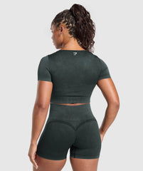 Gains Seamless Washed Crop Top Black