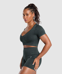 Gains Seamless Washed Crop Top Black