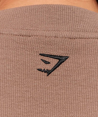 Ribbed Cotton Crop Top Mocha Mauve/Black