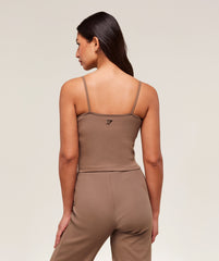 Ribbed Cotton Midi Shelf Tank Mocha Mauve/Black