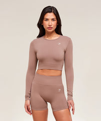 Everyday Seamless Long Sleeve Crop Top Chestnut Pink