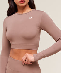 Everyday Seamless Long Sleeve Crop Top Chestnut Pink