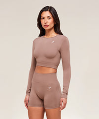 Everyday Seamless Long Sleeve Crop Top Chestnut Pink