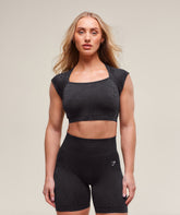 Adapt X Whitney Animal Seamless Crop Top Black/Asphalt Grey