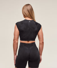 Adapt X Whitney Animal Seamless Crop Top Black/Asphalt Grey
