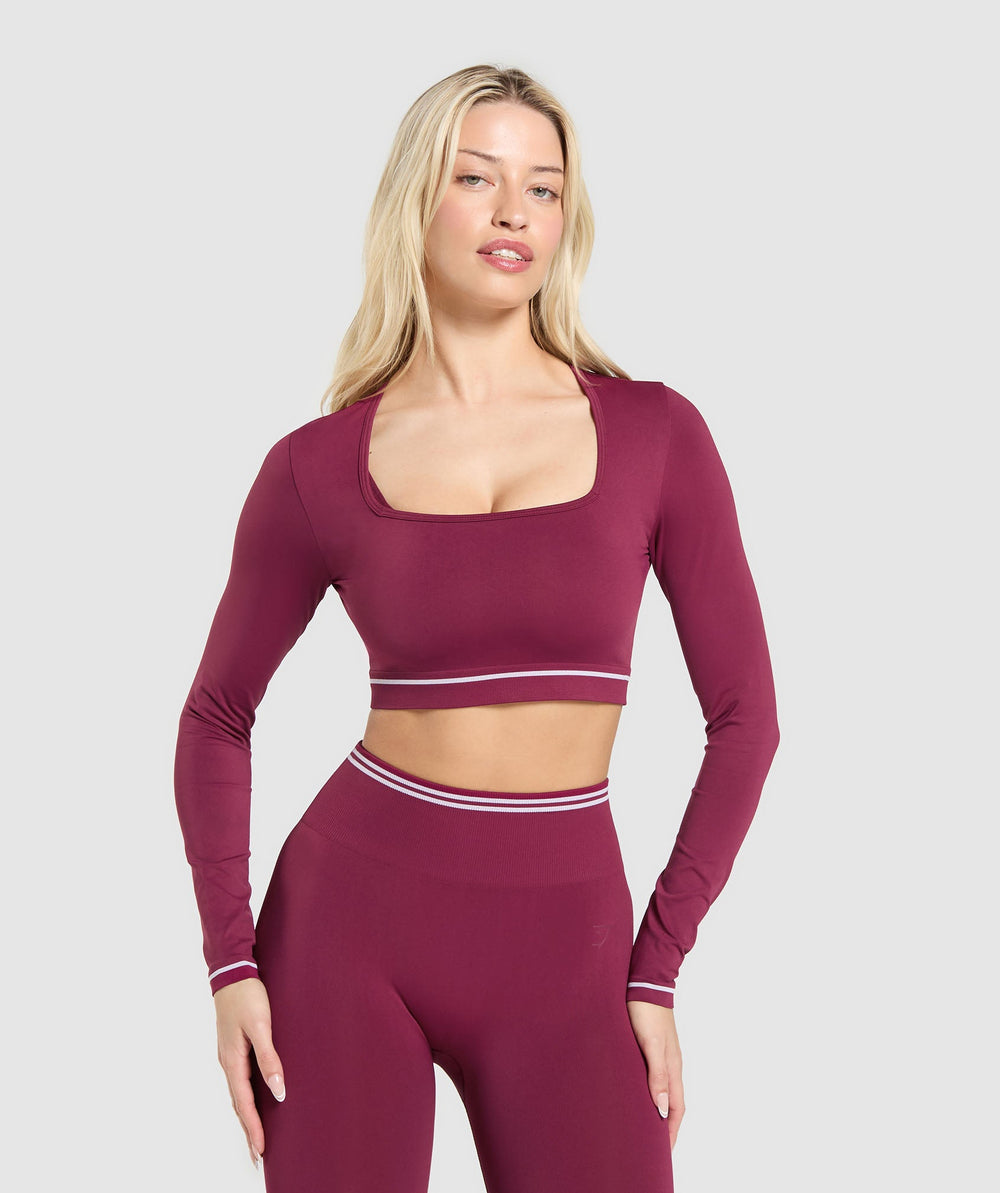 Contrast Seamless Crop Top Strong Pink