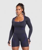 Apex Lift Seamless Long Sleeve Crop Top Heavy Blue/Cobalt Purple