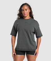 Gains Washed Heavyweight Cotton T-Shirt Asphalt Grey/Black