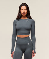 Vital Crop Top Strong Grey Marl