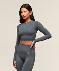 Vital Crop Top Strong Grey Marl