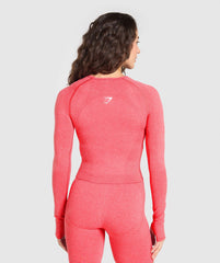 Vital Long Sleeve Cut Out Top Coral Red Marl