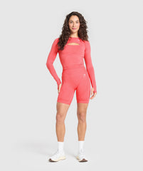 Vital Long Sleeve Cut Out Top Coral Red Marl