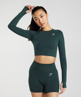 Vital Crop Top Woodland Green Marl