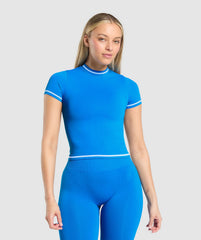 Contrast Seamless T-Shirt Barbell Blue