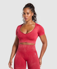 Gains Seamless Washed Crop Top Carmine Red