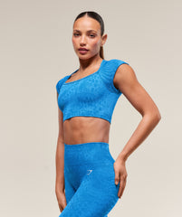 Adapt X Whitney Animal Seamless Crop Top Barbell Blue/Gentle Blue